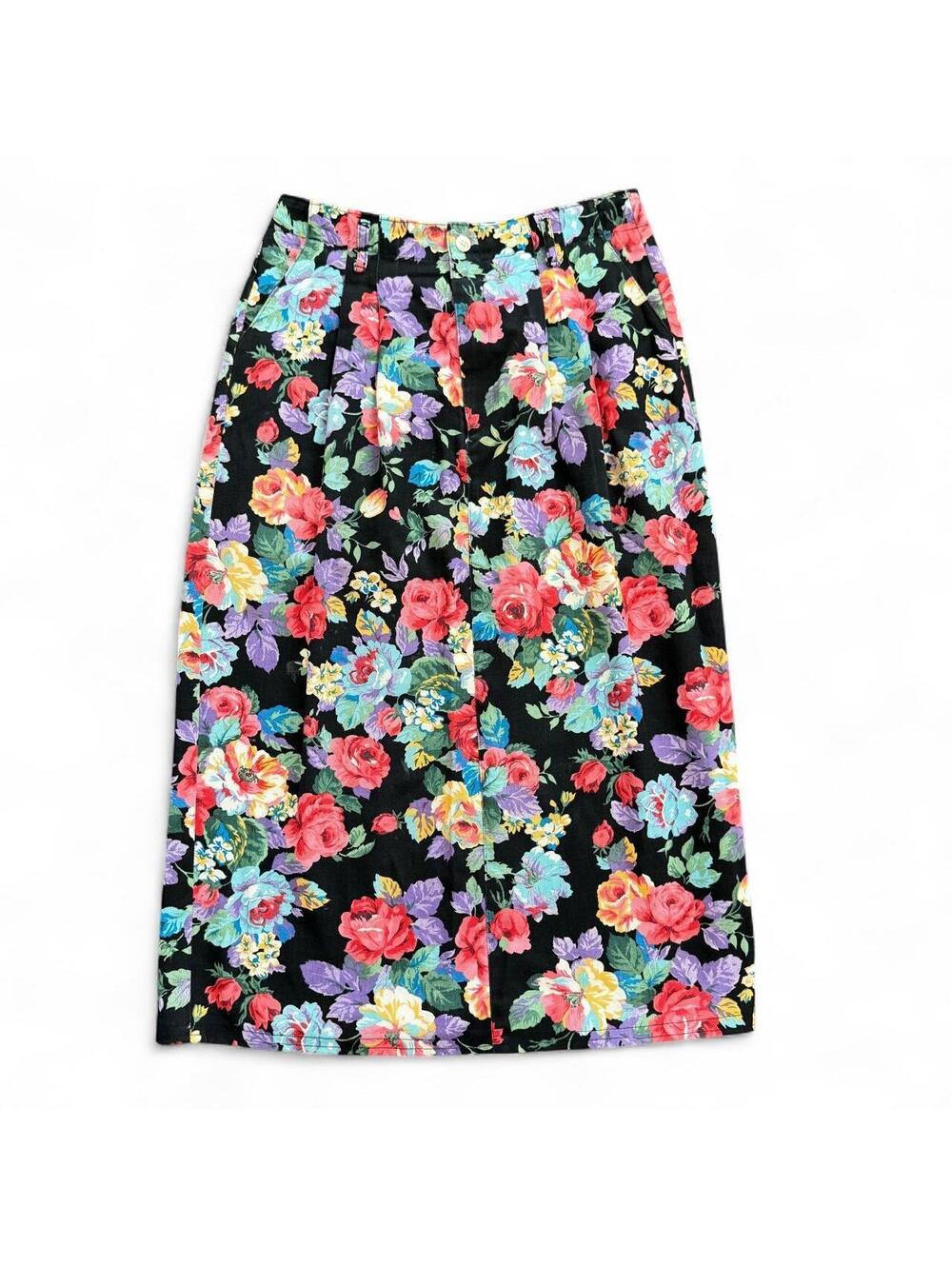 Vintage Bentley Arbuckle Floral Denim High Waisted Midi Skirt sz 12